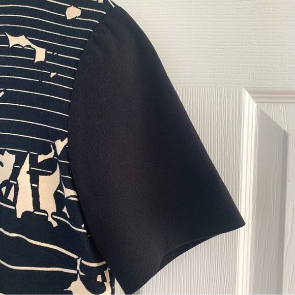 Anthropologie 4.Collective Black & Cream Mini Dress Stripe & Floral Print - Picture 4 of 9